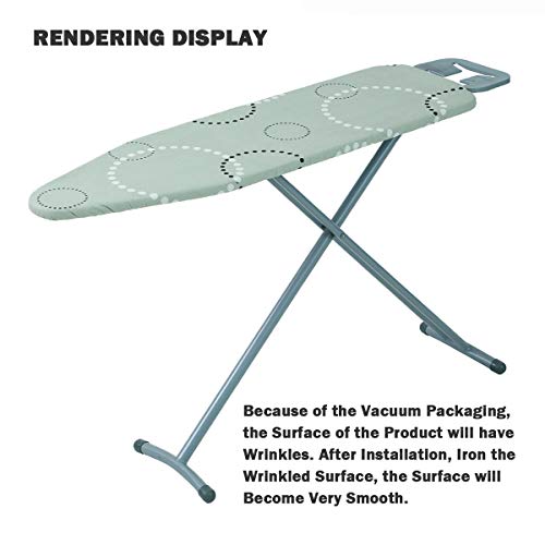 Ironing Board Cover and Pad Standard Size 15\" x 54\",Elastic Edges and 4 Adjustable Fasteners Make 3 Layer Padded Ironing Board Cover Surface Smoother,1 Large Protective Scorch Mesh Cloth(Grey)