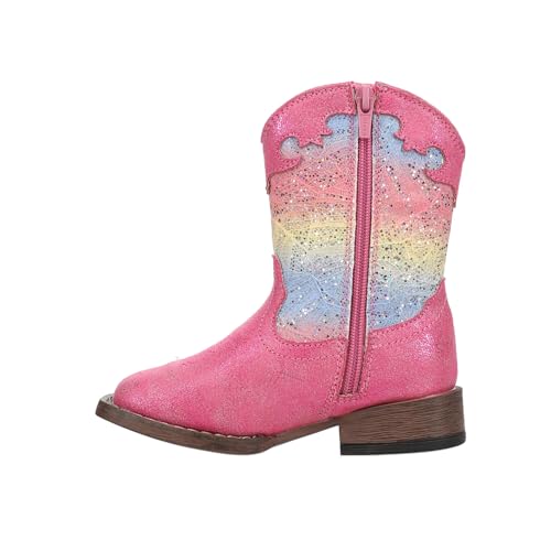ROPER Toddler Girls Glitter Lace Square Toe Casual Boots Mid Calf - Pink3