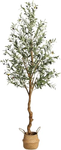 Aptliton 6FT Artificial Olive Tree 180cm Large Tall Fake Plants Artificial Olive Plants with Lifelike Leaves Wood Trunk Fruits Suitable for Indoor Outdoor Living Room Office Garden Decor