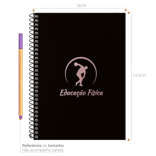 Caderno Colegial 1 Matéria Profissões Educação Física (Preto e Rosê)