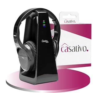 Digitaler Stereo-Funk-Kopfhörer mit 2-in-1 Funk- & Ladestation – kabellos, 30 m Reichweite, kristallklarer Sound, bequem & leicht, schwarz