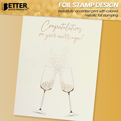 Better Office Products Wedding Congratulations Card With Metallic Gold & Silver Foil, Gold Shimmer Envelope, Classic 5 X 7 Inch Size, Heavy Textured Cardstock #TOP2