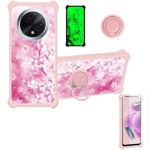 jioeuinly Case Compatible for Oppo A3 Pro Phone Case Cover [with Tempered Glass Screen Protector][Hard PC + Soft Silicone][Ring Support] [Luminous Effect] YGF-MH