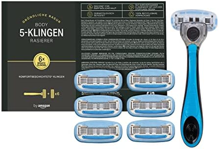 by Amazon Body & Intimate Körper-Rasierer Herren, 5-fach Klinge, Rasierer + 6 Ersatzklingen