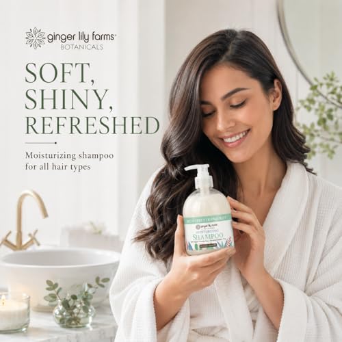 Image of Ginger Lily Farms Botanicals Shampoo, 16.9oz /6pk, Eucalyptus Tranquility | 100% Vegan & Cruelty-Free | Moisturizing Shampoo for All Hair Types