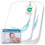 Coprimaterasso Culla 100% Impermeabile – Protezione Materasso Assorbente e Traspirante – Certificato Oeko-Tex (60 x 80 cm (2 pezzi))