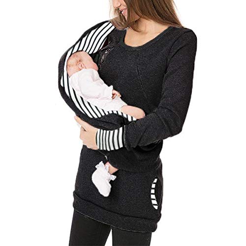 Homebaby Felpa Cerniera Lampo Sciarpa di maternità Donna Elegante Floreale Top Gravidanza in Allattamento Camicia da infermeria Camicetta Manica Lunga Maglia Maglieria Regali per la Moglie