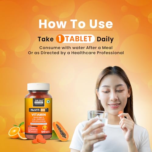 Image of Nuvit-D3, Vitamin D3 K2 MK7 Tablets, Vitamin D3 (Lichen) + K2 for Bone Strength & Calcium Absorption, Heart & Immunity Support, High Absorption Formula (120 Tablets)