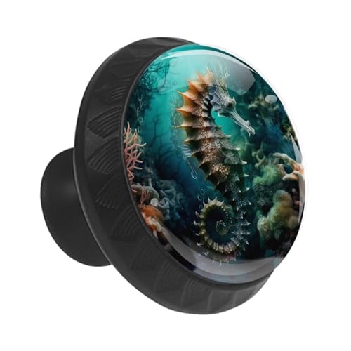 Boutons de tiroir ronds Deep Ocean en verre cristal pour meuble (lot de 12) - 3