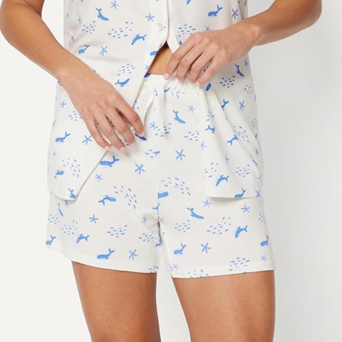 Amazon Essentials Women's x Sofia Grainge Mommy and Me Short Sleeve Pajama Set, Ivory Whales, Medium - 3