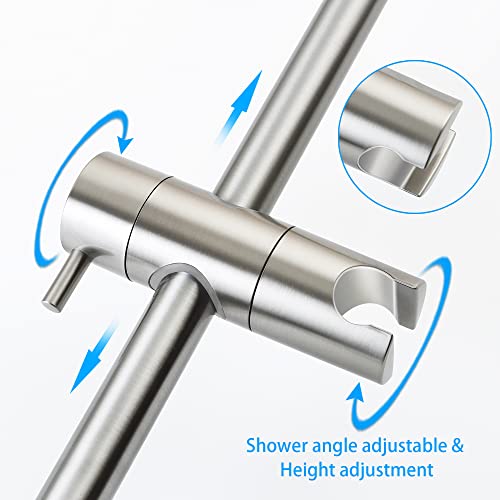 Skowll Shower Slide Bar 26 Inch Bathroom Wall Mount Slide Bar With Adjustable Handheld Shower Head Holder, Brushed Nickel #TOP5