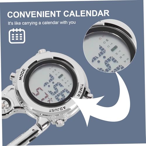 Reloj de bolsillo para escalada multifunción con mosquetón resistente de acero inoxidable 4