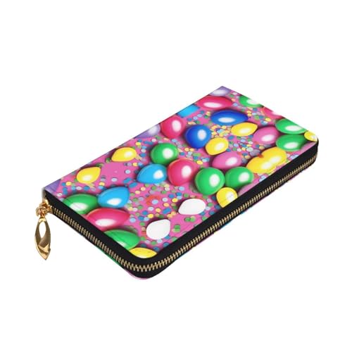 Stylish balloons confetti Pattern Leather Wallet - Long Clutch for Women, RDurable Material, 12 Card Slots, Zipper Compartments3