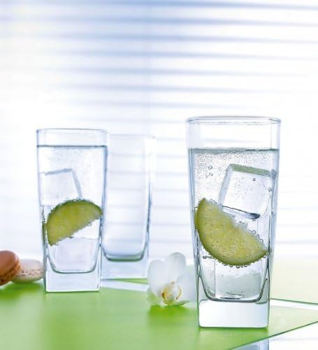 Circleware 10130 Cube Heavy Base Highball Tall Glasses, Set of 4 Cocktail Glassware for Water, Juice, Ice Tea, Beer, Wine, Liquor, Whiskey & Beverage Drinks, 17 oz, Bentley