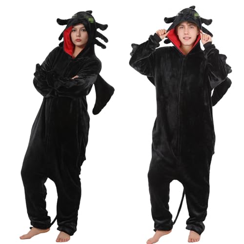 nezababy Halloween Drachenkostüm Männer Frauen Dragon Pyjamas Onesie Weihnachten Cosplay Tier Zipper Overall
