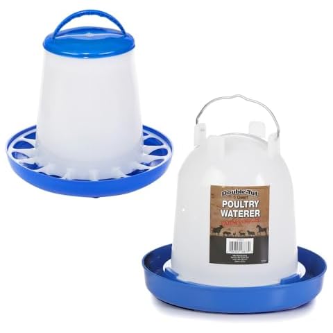 Double-Tuf® Plastic Poultry Feeder and Waterer Kit | Hanging Chicken Feeder | Hanging Chicken Waterer | 5 Lb Poultry Feeder | 5 Quart Poultry Waterer Cover