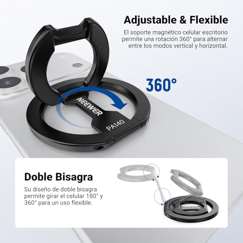 Soporte para coche magnético NEEWER de doble cara compatible con iPhone y Samsung 4