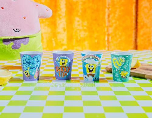 Image of Silver Buffalo SpongeBob SquarePants 4 Piece Plastic Mini Cup Set Featuring SpongeBob SquarePants and Patrick Star, 1.5 Ounces