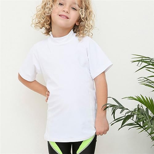 Kids Turtleneck Swim Shirts Short Sleeve Rash Guard Beach Sport Swimsuit for Girls Solid Soft Bathing Suits Swimwear3