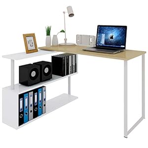WOLTU Bureautafel Computertafel met Planken,Werktafel tafel Gaming in Spaanplaat en staal 120x100x74cm,#1195