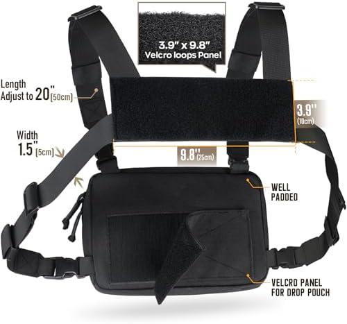 WYNEX Tactical Chest Rig Bag of Laser Cut Design, Molle Chest Pouch Utility Recon Kit Bag Tactical Combat Chest Pack Airsoft — view 2