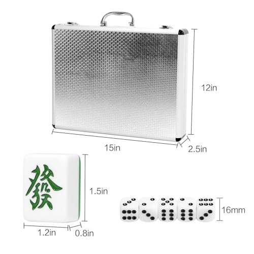 Mahjong con 144 fichas en estuche de aluminio portátil miniatura 6