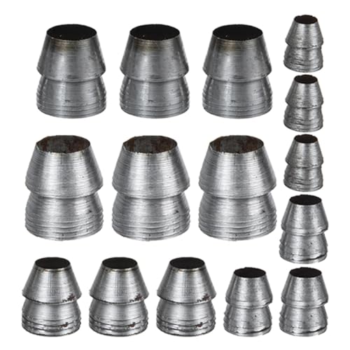 WOONEKY Kit de 15 Cales Métalliques Rondes pour Poignée de Marteau et Hache, Coins de Manche Renforcés 8-16 Mm, Accessoires de Soudage et Fendage, Outil Manuel pour Travail du Bois