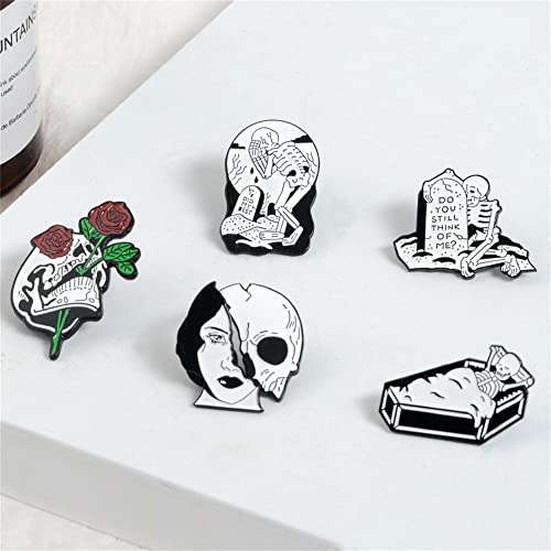 Colorful Bling Live Laugh Love Enamel Pin Heart Shape Skeleton Horror Mushroom Flower Skull Badge Brooch Lapel For Jeans Shirt Bag Gothic Jewelry Giftfor Friend Halloween Decoration Brooch-E Ghost #TOP1
