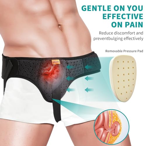 Tenbon Hernia Belt Truss For Men And Women Left Or Right Side Supportive Groin Pain With Removable Compression Pads For Pre Or Post-Surgical, Femoral, Comfortable Adjustable (Black, Xl) - 3