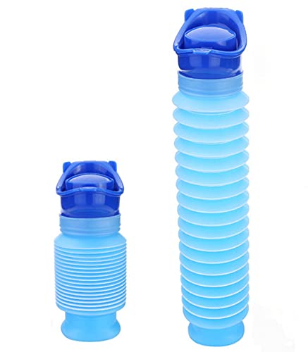 2 Stück Unisex Tragbare Urinflasche 750 ML,Schrumpfbares Urinal,wiederverwendbar,Notfall-Urinflasche Urinflasche Trichter,Pee Urinal für Camping, Stau und Warteschlangen Cover