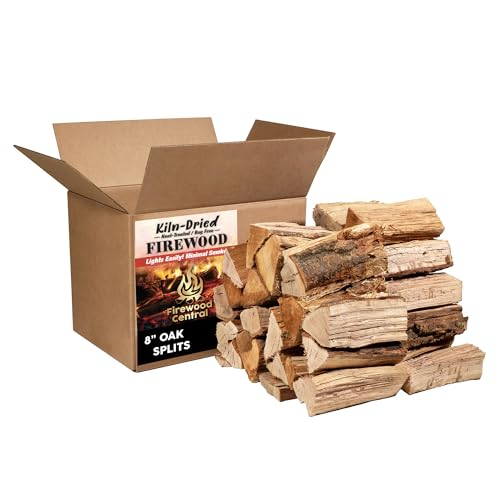Firewood Central Kiln-Dried PA Oak – 8” Splits (Approx 39.5 lb) – Bold Smoking Wood for Pizza Ovens, BBQ & Fire Pits – Easy Light, Low Smoke, USA-Sourced