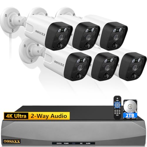 Image of OOSSXX (2-Way Audio & 130 Wide-Angle) 4K /8.0 MP PoE Outdoor Home Security Camera System Wired Outdoor Video Surveillance IP Cameras System