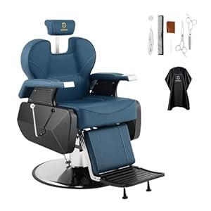 Salon Chair Barber Chair Hydraulic Styling Chair for Hair Salon 360 Degrees Rolling Swivel Barber Chairs Hydraulic Hair Chair All Purpose Beauty Spa Equipment – Blue