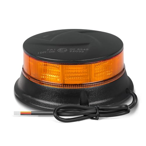 Yuanjoy Gyrophare LED, 12V/24V Feu De Signalisation, Fixation Par Vis Plate Avec Câble 0.5m, 3 Modèles Clignotants Et 4 Modèles Rotationnels Pour Chariots Élévateurs, Tracteurs, Voiturettes De Golf