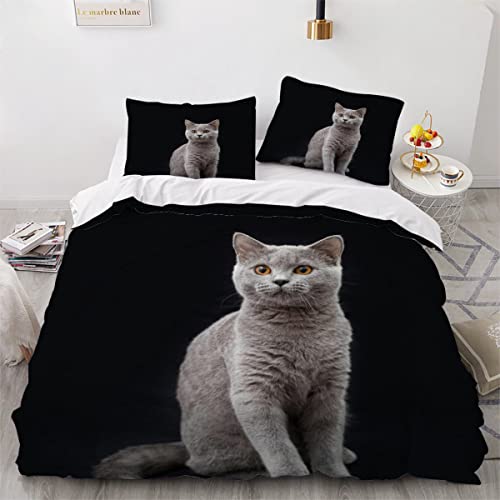 Housse de couette chat 200x200 ultra doux en microfibre premium lit double - 3