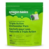 Amazon Basics Triple Action Dishwasher Pacs, Fresh Scent, 90 Count (Previously Presto!)