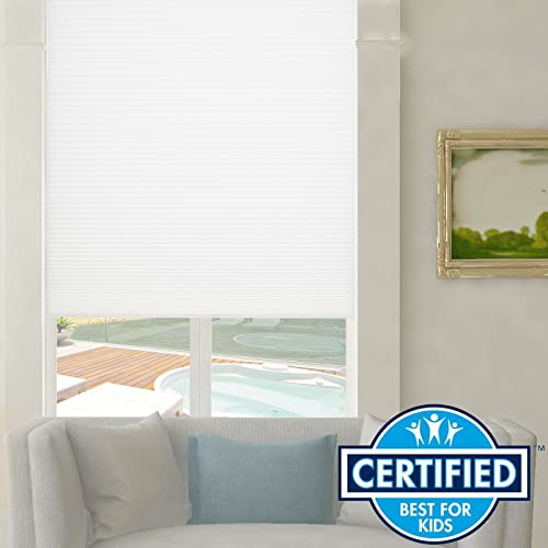 Persilux Custom Size Cordless Cellular Shades Light Filtering Honeycomb 1.5" Cellular Blinds, Accordion Blinds For Windows, Office, And Sliding Glass Doors White #TOP3