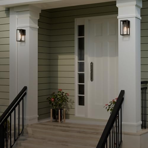Globe Electric 60000167 1W LED Integrated Solar Powered Outdoor Wall Sconce, Matte Black, Integrated Solar Panel, Clear Glass Shade, 100 Lumens, 3000 Kelvin, 90 CRI by Globe Electric - Image 4