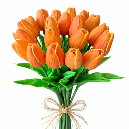 Image of Mandy's 20pcs Artificial Orange Tulips
