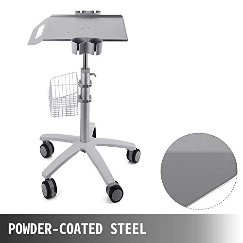 Vevor Medical Cart Mobile Trolley Cart With Wheels 29.5"-41.3" Height Adjustable Stainless Steel Dental Cart Rolling Desktop Lab Cart With 16.5"× 15.7" Large Tabletop #TOP1