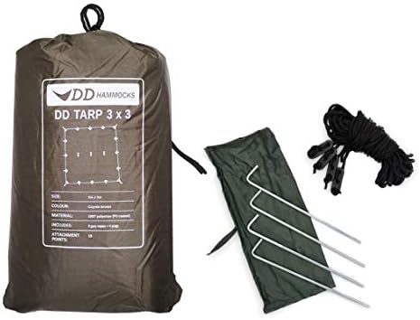 DD HAMMOCKS - DD Tarp 3x3 - Coyote Brown (10ft x 10ft) - 100% Waterproof - Lightweight & Multifunctional Rainfly Tarp Tent Shelter for Camping & Travel Adventure