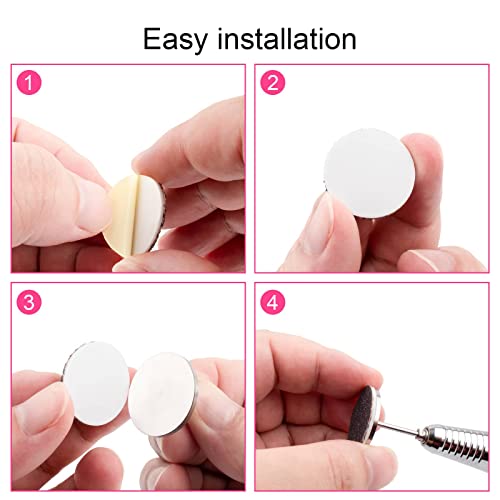 Difenni Sanding Paper Discs with Metal Nail Drill Bit Foot Sandpaper Discs 25mm Foot File Sandpaper Discs #80#150#240 Grits for Manicure Pedicure - Thumbnail 6