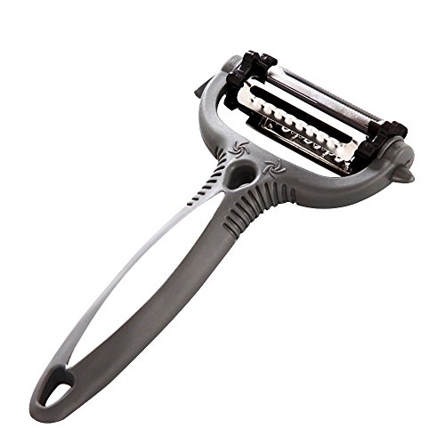 Lacheng 3 in 1 Rotatable Peeler for Fruits and Vegetables, Serrated / Wavy / Chipping, Cyclone Knife Head, Grey
