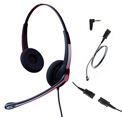 Audicom 3.5mm Binaural Telephone Headset for Call Center Business Office Deskphones Alcatel-Lucent IP