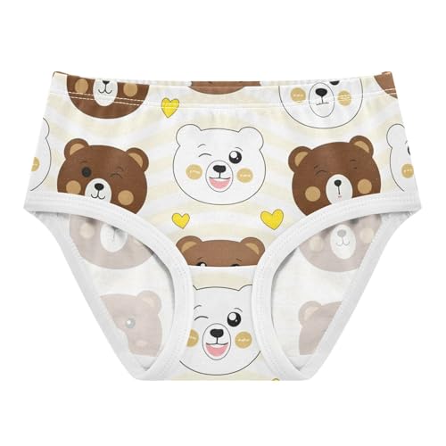 Toddler Underwear Floral 2t Cotton Little Girl Panties Flower Kids Undies Briefs Cute Cartoon Bear Brown White