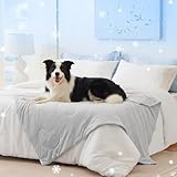 ZOMISIA Cooling Blanket for Large Dogs - High Q-MAX 0.4+ Cold Washable Pet Blanket, Travel Soft Dog Summer Essentials, Grey, 40'x50'