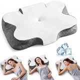SONGMICS Cuscino Letto Cervicale, Memory Foam, Guanciale Ergonomico, Regolabile, per Chi D...