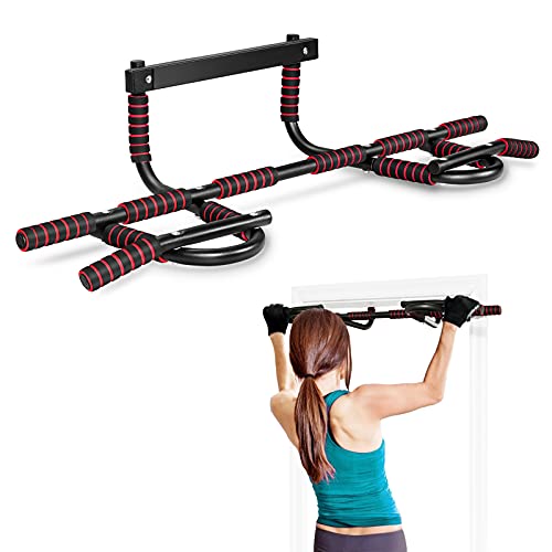 Gymax Doorway Pull Up Bar, Multi-Grip Chin Up Bar W/Ergonomic Foam Grips & Protective Pad, Easy Installation Strength Training Bar For Home Gym #TOP13