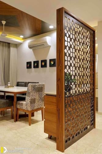 Image of Carved Room Divider Separator Screens, Wall Panel, Multifunction Partition for Between Room and Kitchen (Brown-zali)