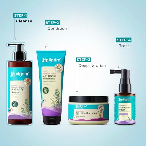 Image of Pilgrim Spanish Rosemary & Biotin Anti Hairfall Shampoo for Reducing Hair Loss & Breakage 400ml (Pack of 2) | Rosemary shampoo for hair growth | Upto 95% stronger hairs | For all hair types | For Men & Women